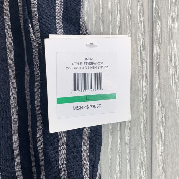 Ellen Tracy Blue Stripe Linen Pant Size Large NWT - Picture 3 of 5